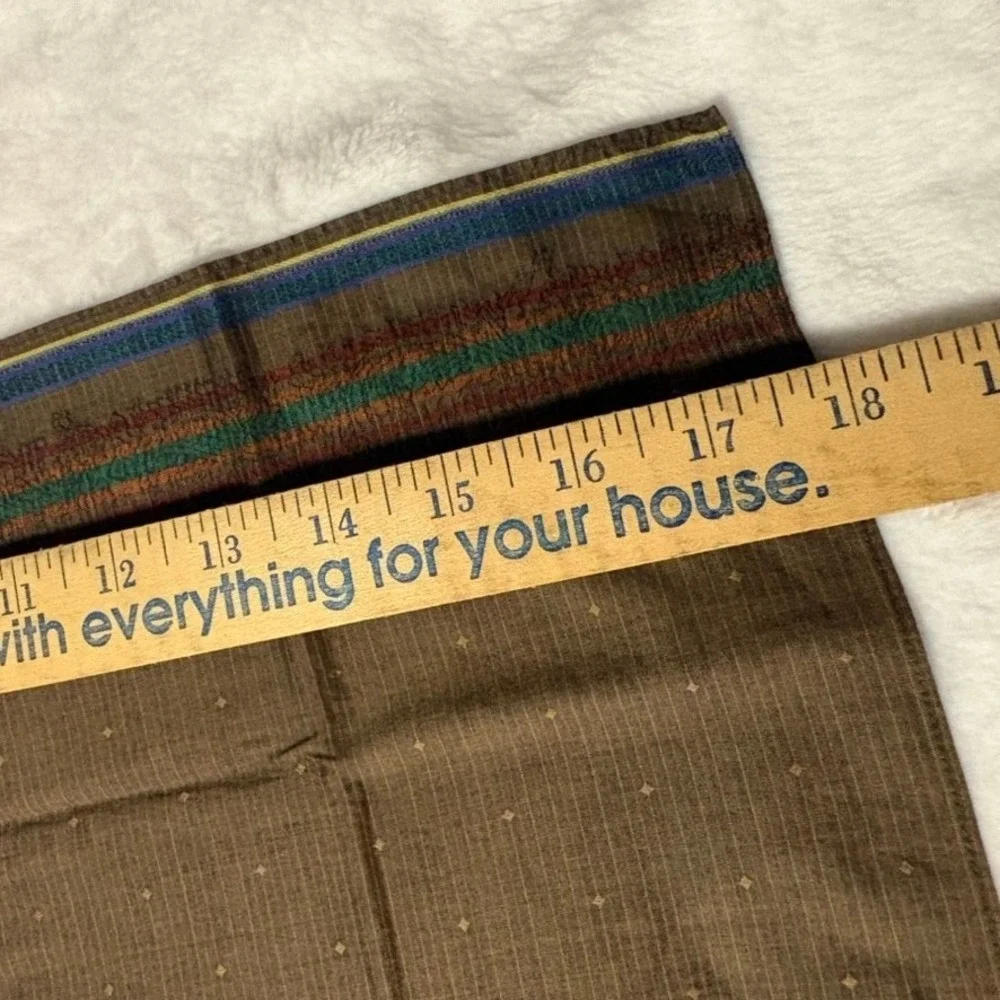Vtg YVES SAINT LAURENT Scarf Handkerchief Geometric Brown 18